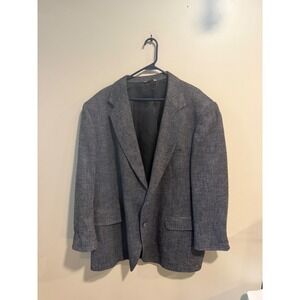 Wall Street Collection Mens Blue Textured Two Button Blazer Sport Coat 50L 50PL